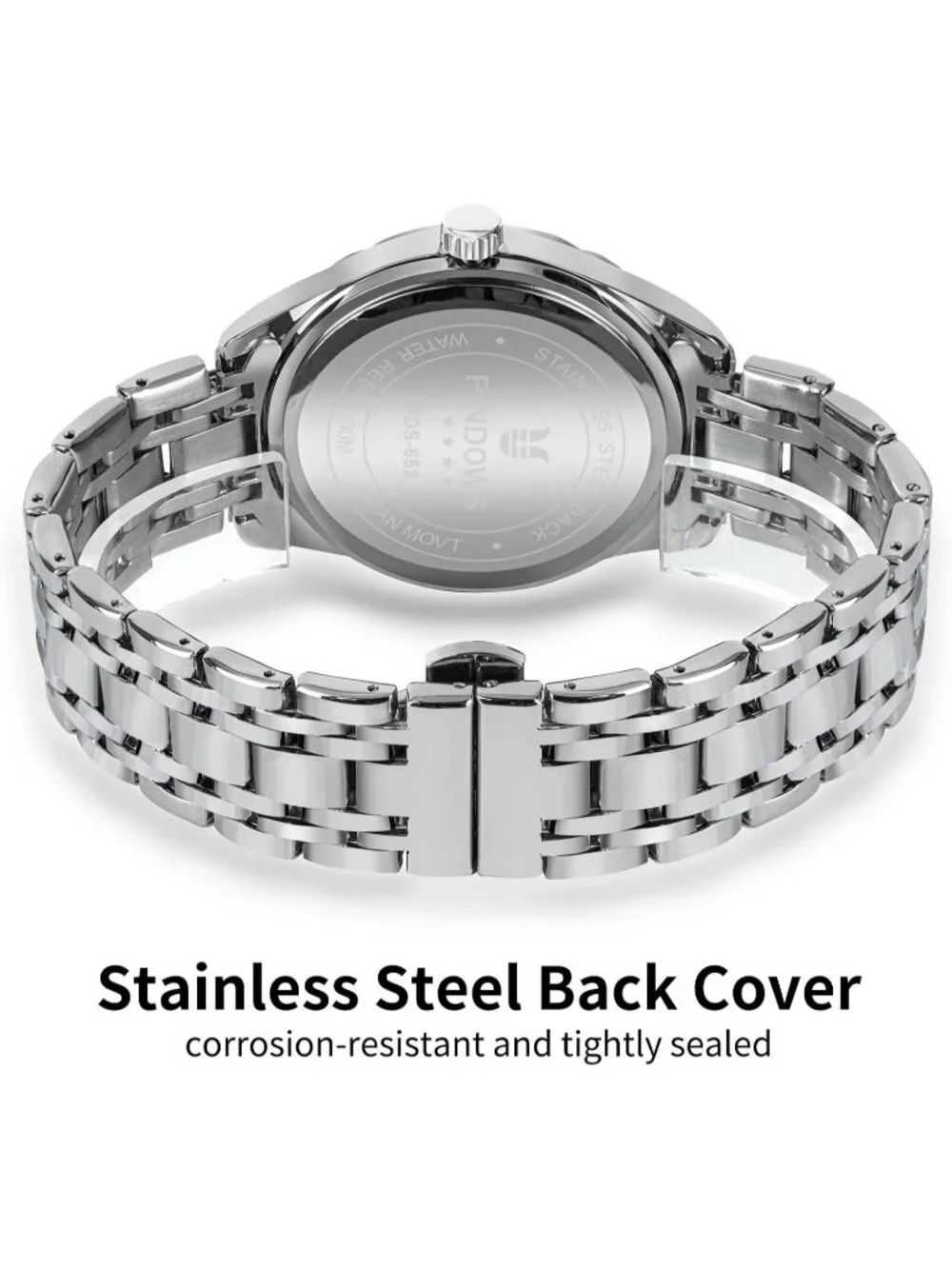 Men's Silvery Classic Quartz Watch Stainless Steel Diamond Dial Wrist Watches